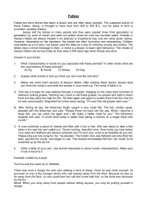 Aesop's Fables Worksheet for Students