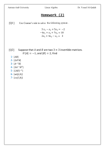 Linear Algebra Homework Amman Arab University