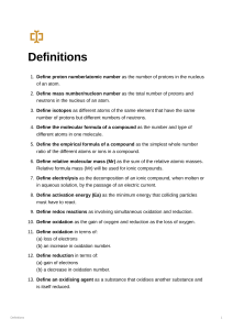 Chemistry Definitions and Concepts Guide