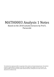 MATH0003 Analysis 1 Lecture Notes 2018