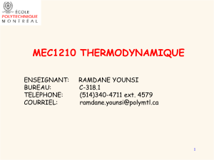 Cours MEC1210 Thermodynamique Introduction