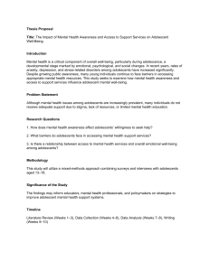 Adolescent Mental Health Awareness Thesis Proposal