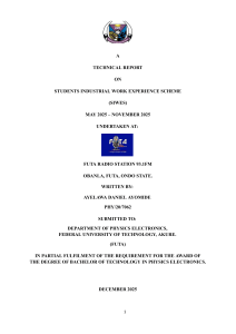 SIWES Technical Report: FUTA Radio 93.1 FM Operations