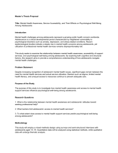 Adolescent Mental Health Awareness Thesis Proposal