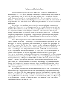 Nutrition Class Report & Reflection