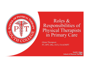 PT Roles in Primary Care