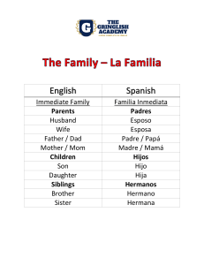Bilingual Family Vocabulary List (English/Spanish)