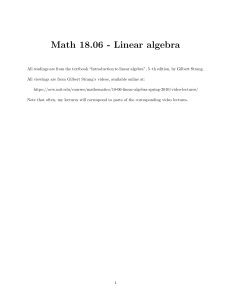 Math 18.06 Linear Algebra Lecture Notes & Course Summary