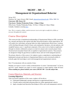 MGMT 305 Organizational Behavior Syllabus