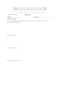 Math 3081 Probability & Statistics Final Exam