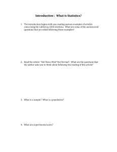 Intro to Statistics Worksheet