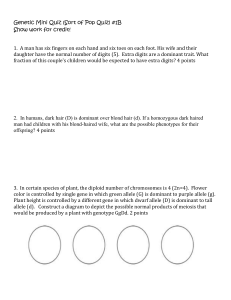 Genetics and Meiosis Mini Quiz