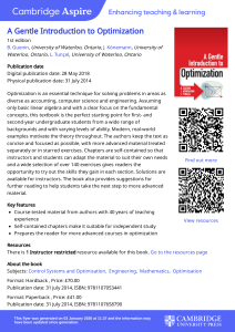 A Gentle Introduction to Optimization 1st Edition