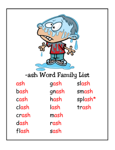 ash Word Family Worksheet