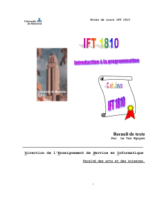 IFT 1810 : Intro &agrave; la programmation C