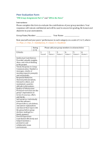 Peer Evaluation Form for Group Projects