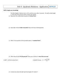 MPM2D Quadratic Relations Application Worksheet