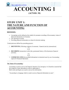 ACN101-M Accounting Study Guide
