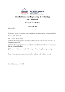 Python Theory Assignment - Computer Engineering & Technology