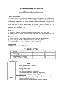 Design and Analysis of Algorithms Syllabus