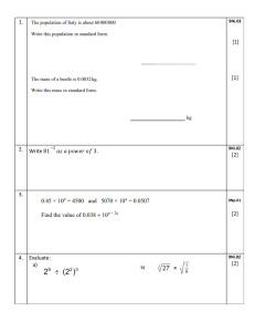 Math Assessment: Standard Form, Powers, Algebra