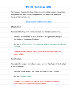Intro to Psychology: Structuralism & Functionalism