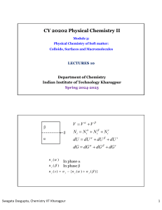 Physical Chemistry II: Soft Matter & Surface Chemistry
