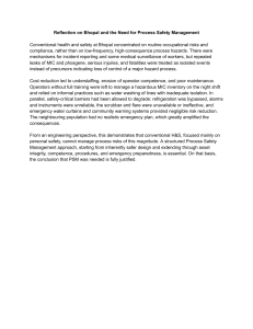 Bhopal Disaster & Process Safety Management