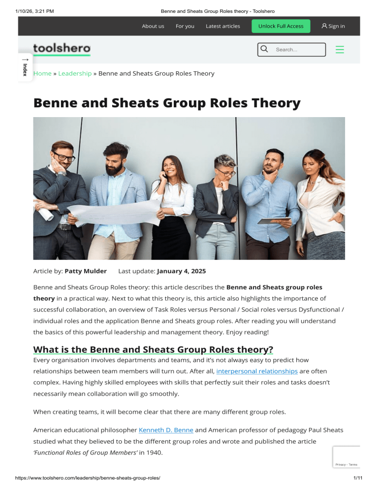 Group Roles Model Benne and Sheats Group Roles Theory Explained