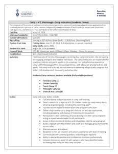 Camp U of T Mississauga Instructor Job Posting 2026