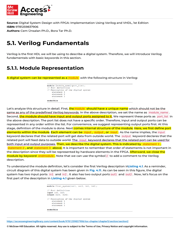 Verilog HDL Fundamentals for FPGA Design