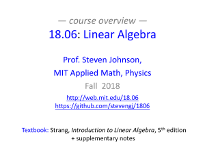 MIT 18.06 Linear Algebra Course Overview