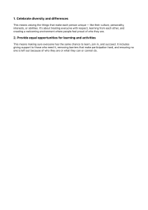 Guidelines on Diversity and Equal Opportunity in Learning