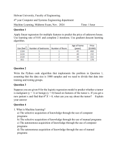 Machine Learning Midterm Exam 2024