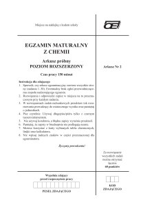 Matura z Chemii Poziom Rozszerzony Arkusz 2