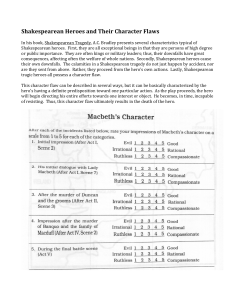 Shakespearean Heroes & Character Flaws Worksheet