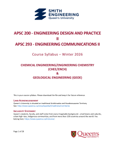 APSC 200/293 Engineering Design Syllabus