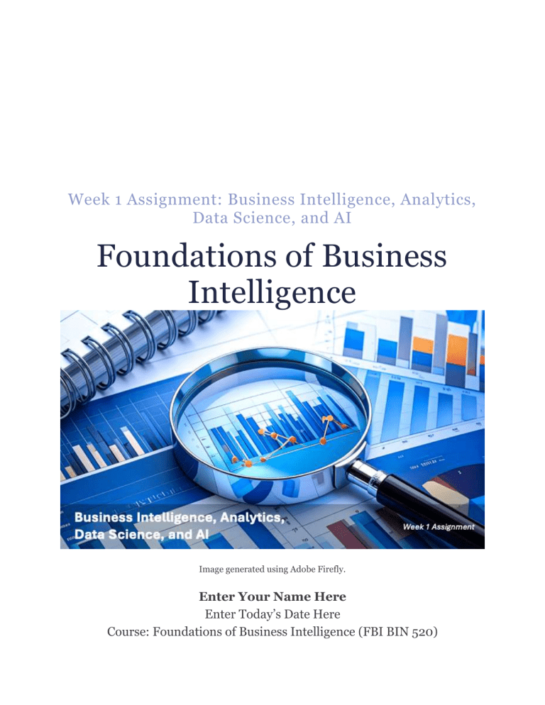 Business Intelligence Analytics Assignment Worksheet