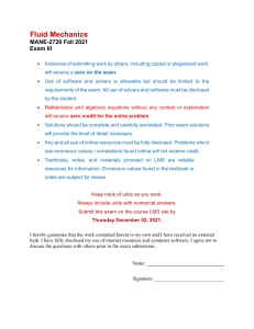 Fluid Mechanics Exam III Problems