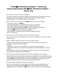Workplace English Answer Key: Delivering Unfavourable News