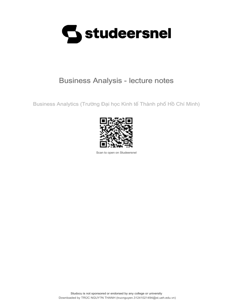 Business Analysis Lecture Notes
