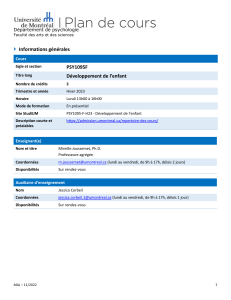 Plan de cours D&eacute;veloppement de l'enfant | PSY1095 UdeM