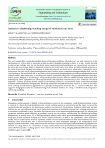 Electrical Grounding Design for Substations and Lines