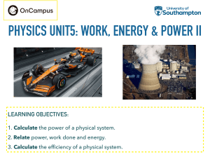 Physics Unit 5: Work, Energy & Power II Lecture Notes