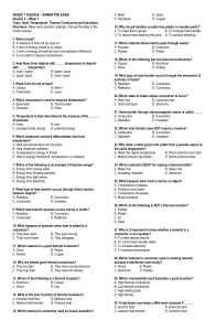 Grade 7 Science Exam on Heat & Temperature