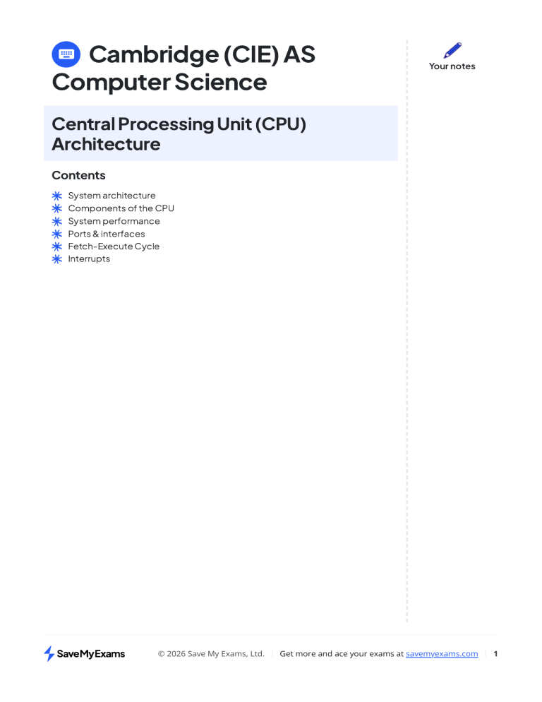 CIE AS Computer Science CPU Notes