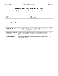 Instrumentation Control: Automobile Suspension System Design
