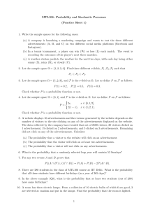 MTL106: Probability and Stochastic Processes Sheet 1