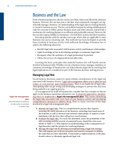 Canadian Business Law: Chapter 1 Foundations
