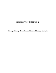 Energy Transfer & Analysis: Thermodynamics Chapter 2